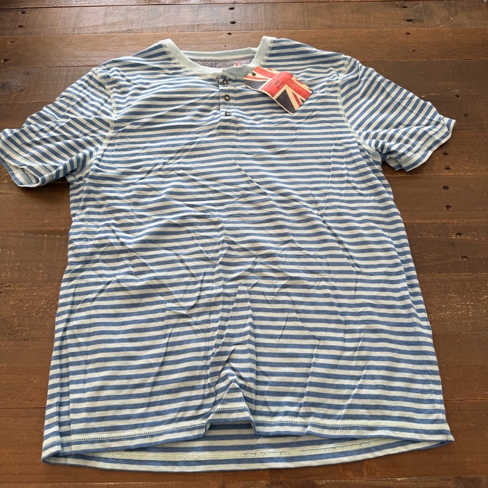 English laundry blue and White Striped Henley Shirt